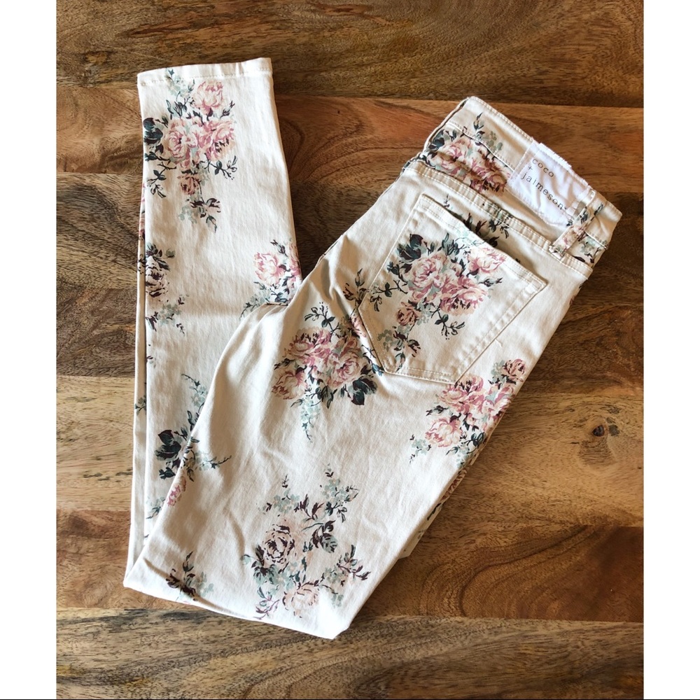 Cream Floral Jeans